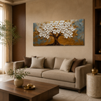 Luxury Golden Floral Tree 3D Embossed Canvas Decor Frame Home