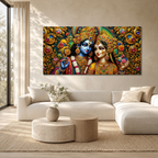 Radha Krishna 3D Painting Divine Couple Wall Art for Living Room Home Decor