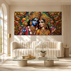 Radha Krishna 3D Painting Divine Couple Wall Art for Living Room Home Decor