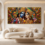 Radha Krishna 3D Painting Divine Couple Wall Art for Living Room Home Decor