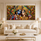 Radha Krishna 3D Painting Divine Couple Wall Art for Living Room Home Decor