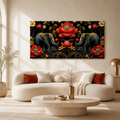 Elegant Elephant Lotus 3D Wall Painting for Living Room Wall Decor