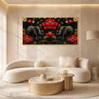 Elegant Elephant Lotus 3D Wall Painting for Living Room Wall Decor