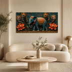 Artistic 3D Royal Elephant Embossed Canvas Frame Wall Decor Art