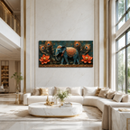 Artistic 3D Royal Elephant Embossed Canvas Frame Wall Decor Art
