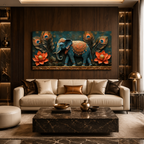 Artistic 3D Royal Elephant Embossed Canvas Frame Wall Decor Art