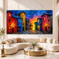 Modern Colorful City Streetscape Wall Hanging Decor Canvas Art