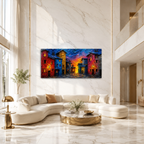 Modern Colorful City Streetscape Wall Hanging Decor Canvas Art