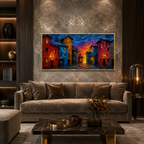 Modern Colorful City Streetscape Wall Hanging Decor Canvas Art