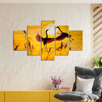 Pair of Cranes over an Autumn Field Canvas Bedroom Wall Painting Decor Mantra