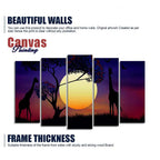 Pair of Giraffe at Night Canvas Wall Painting Set of Five Pieces DECORMANTRA