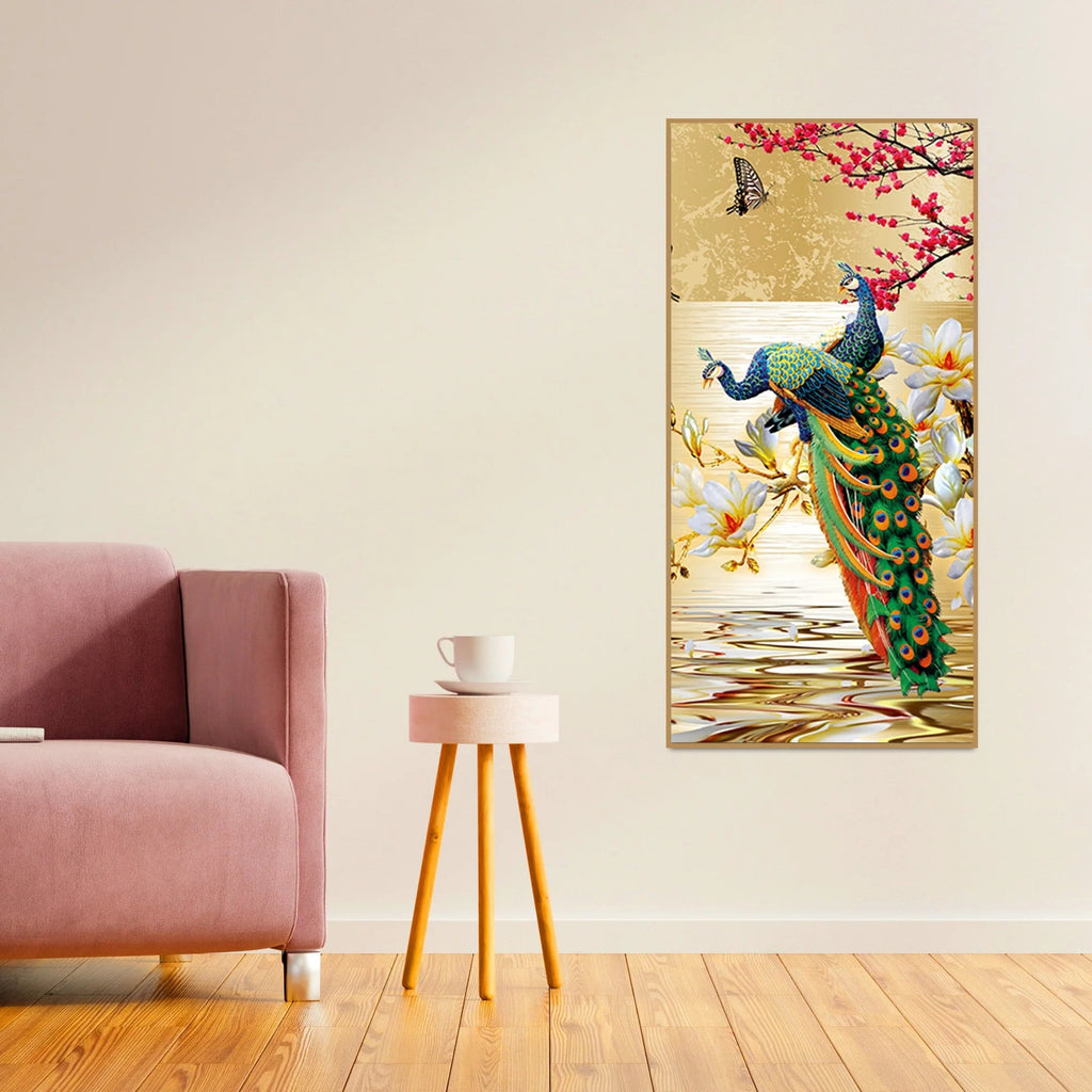 Pair of Peacock Canvas Wall Painting Decor Mantra