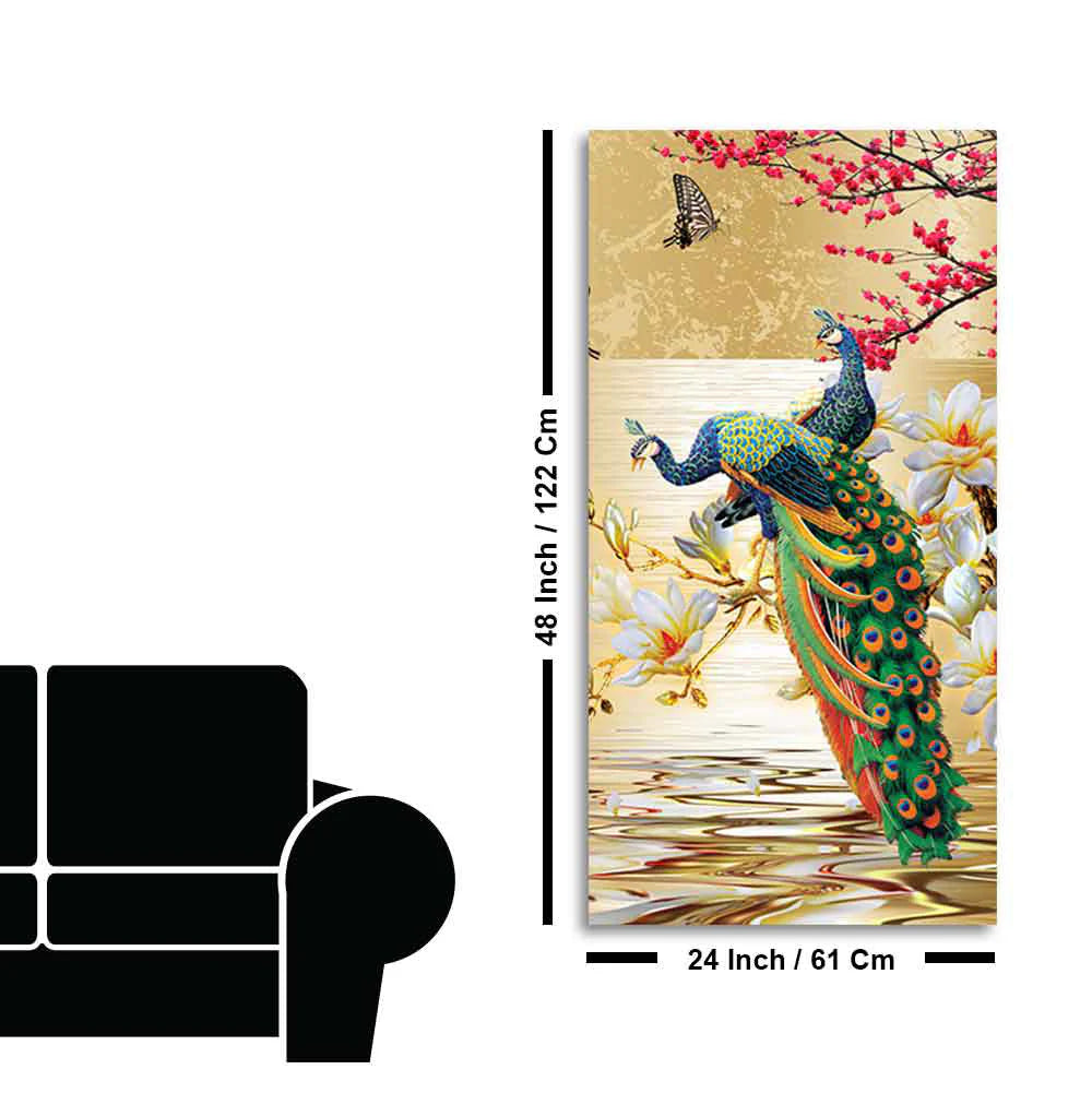 Pair of Peacock Canvas Wall Painting Decor Mantra