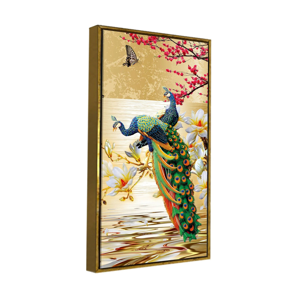 Pair of Peacock Canvas Wall Painting Decor Mantra