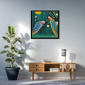 Pair of Peacock Floating Canvas Wall Painting Frame Decor Mantra