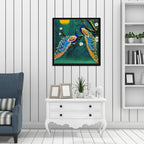 Pair of Peacock Floating Canvas Wall Painting Frame Decor Mantra