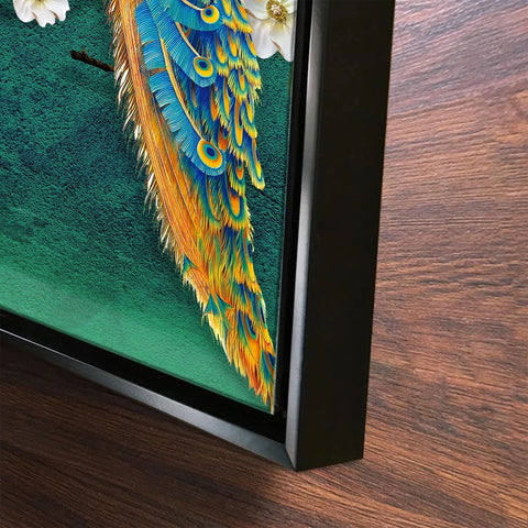 Pair of Peacock Floating Canvas Wall Painting Frame