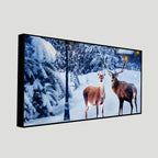 Pair of Red Deer in Snowy Forest Premium Wall Painting DECORMANTRA