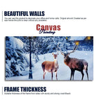 Pair of Red Deer in Snowy Forest Premium Wall Painting DECORMANTRA
