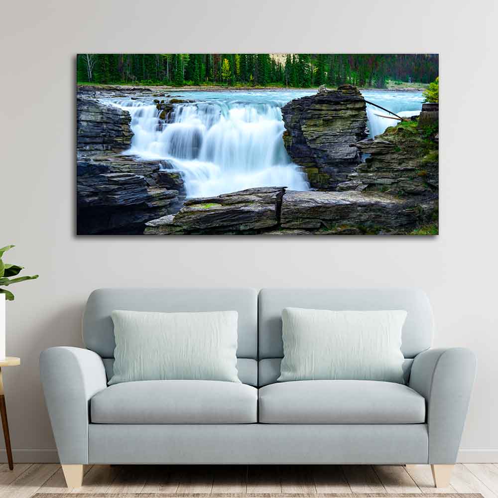 Panoramic Canvas Wall Painting of Amazing Waterfall View DECORMANTRA
