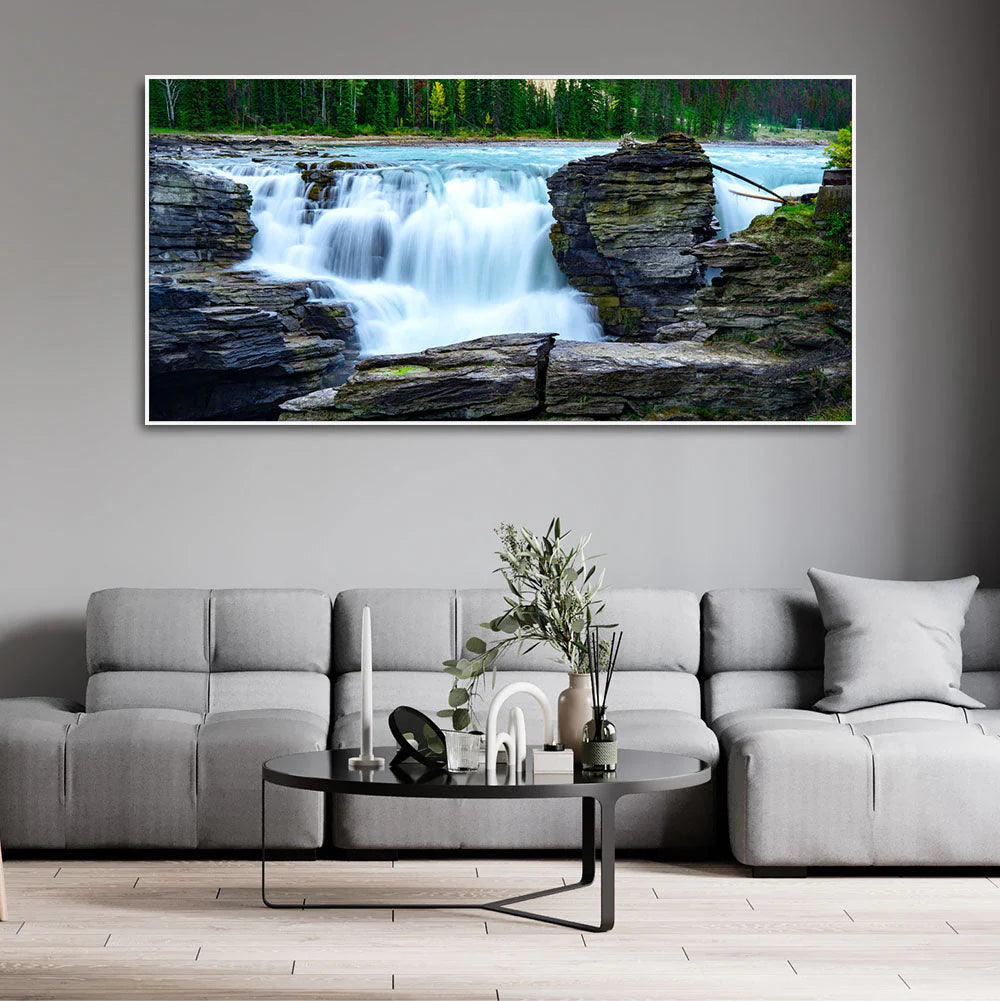Panoramic Canvas Wall Painting of Amazing Waterfall View DECORMANTRA