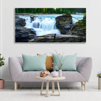 Panoramic Canvas Wall Painting of Amazing Waterfall View DECORMANTRA