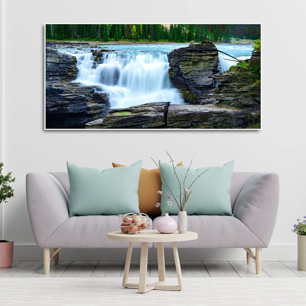 Panoramic Canvas Wall Painting of Amazing Waterfall View DECORMANTRA