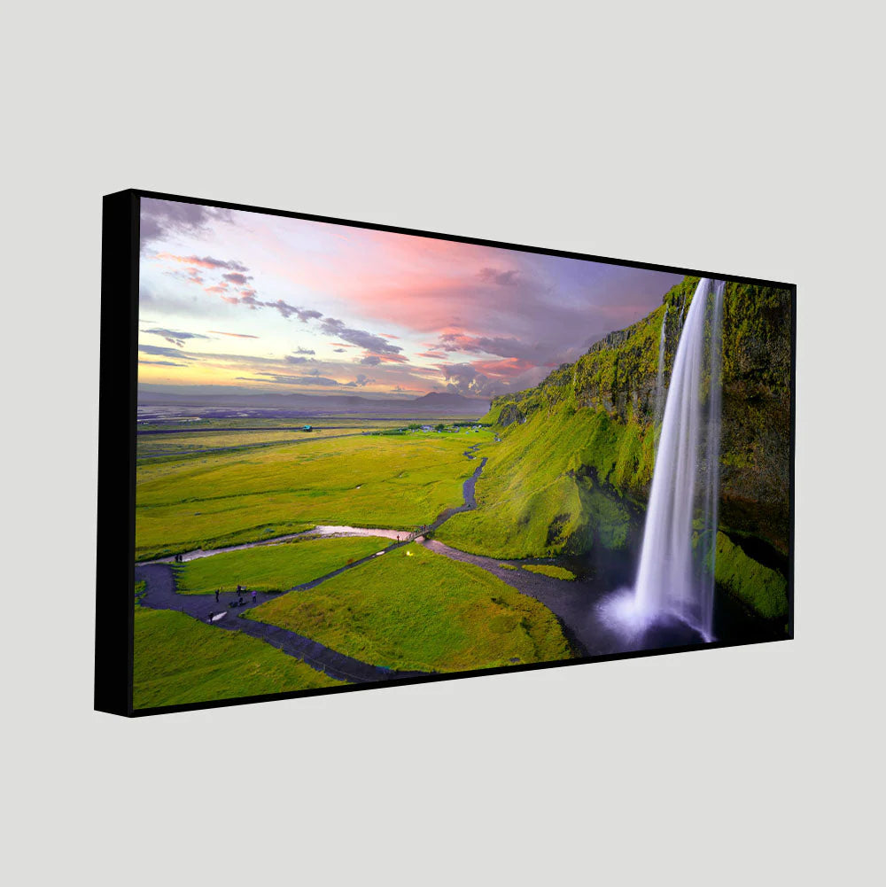 Panoramic Canvas Wall Painting of Unreal view of Waterfall at Sunset DECORMANTRA