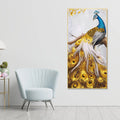 Peacock Golden Feather Floating Canvas Wall Painting DECORMANTRA