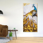 Peacock Golden Feather Floating Canvas Wall Painting DECORMANTRA