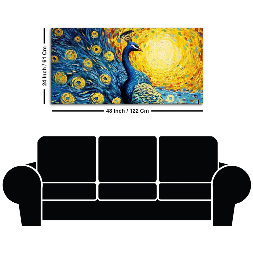 Peacock with Beautiful Feather Canvas Wall Painiting DECORMANTRA