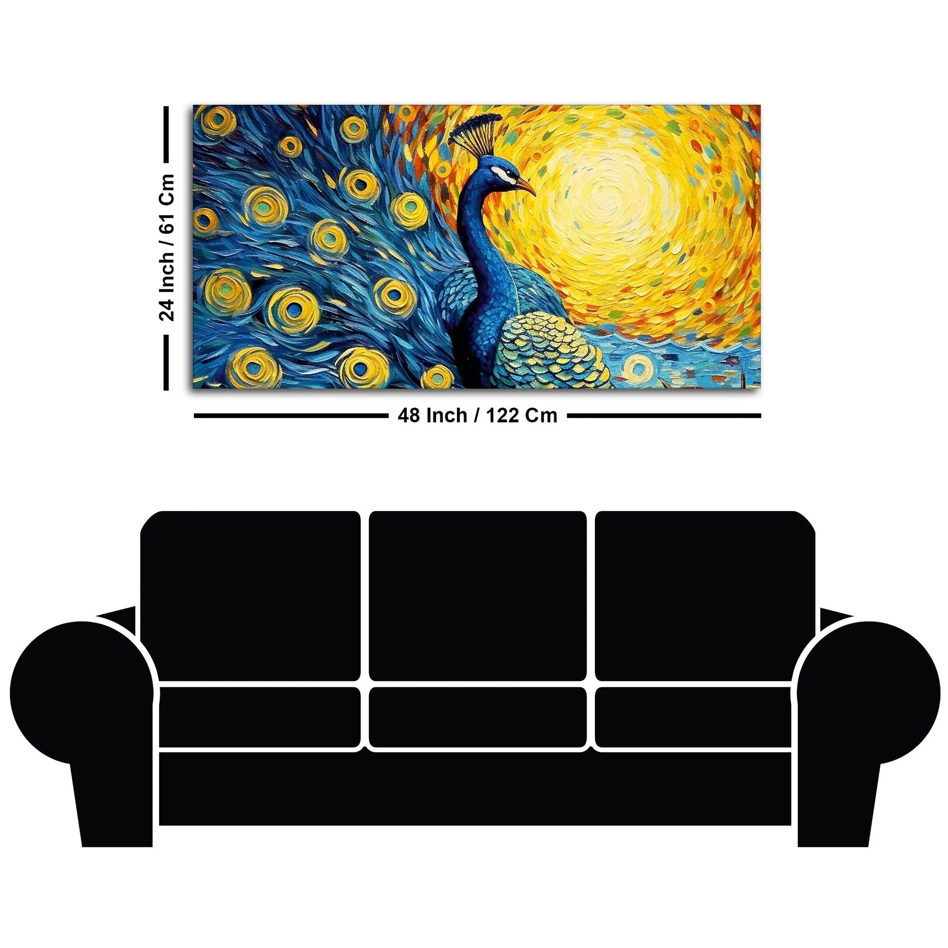 Peacock with Beautiful Feather Canvas Wall Painiting DECORMANTRA