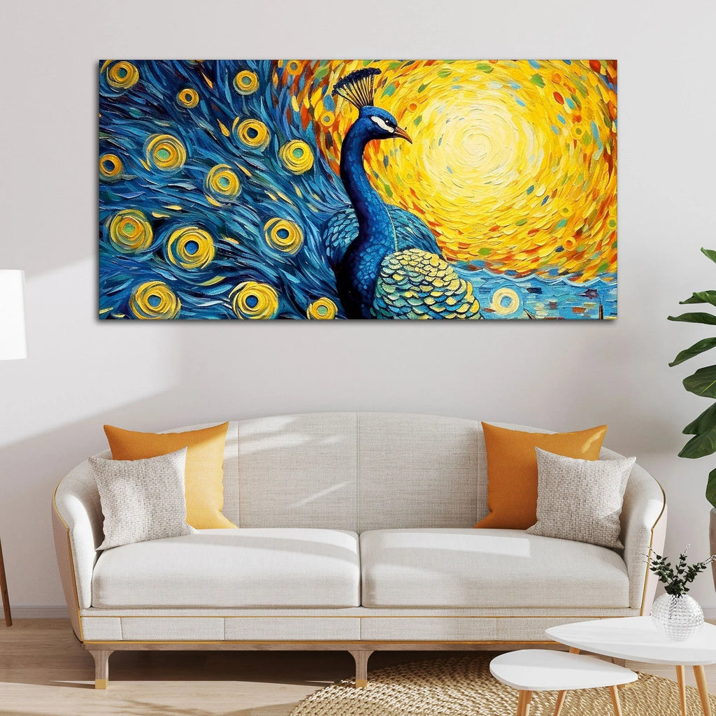 Peacock with Beautiful Feather Canvas Wall Painiting DECORMANTRA