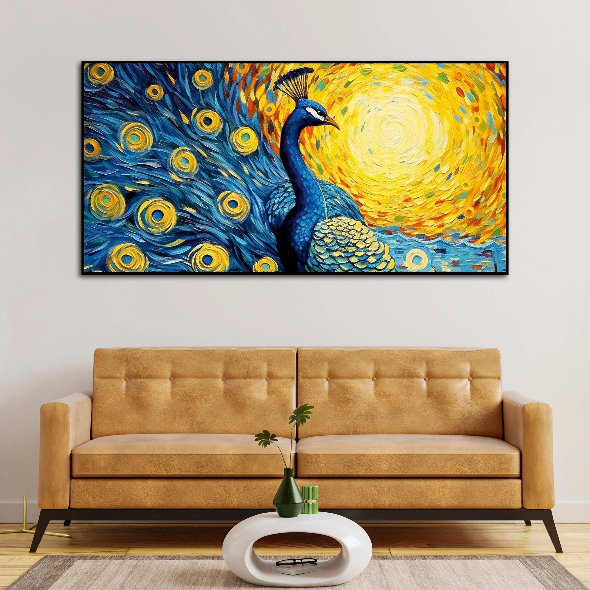 Peacock with Beautiful Feather Canvas Wall Painiting DECORMANTRA