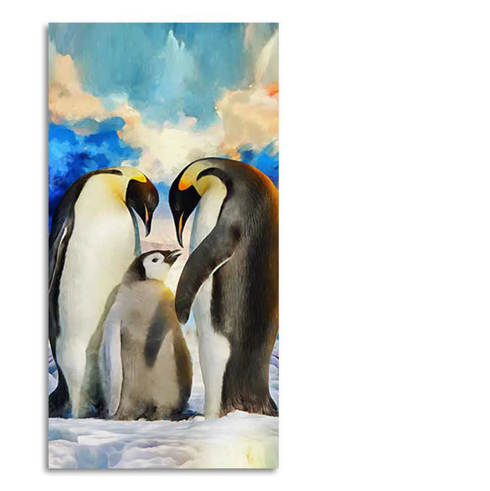 Penguins Family Canvas Wall Painting Decor Mantra