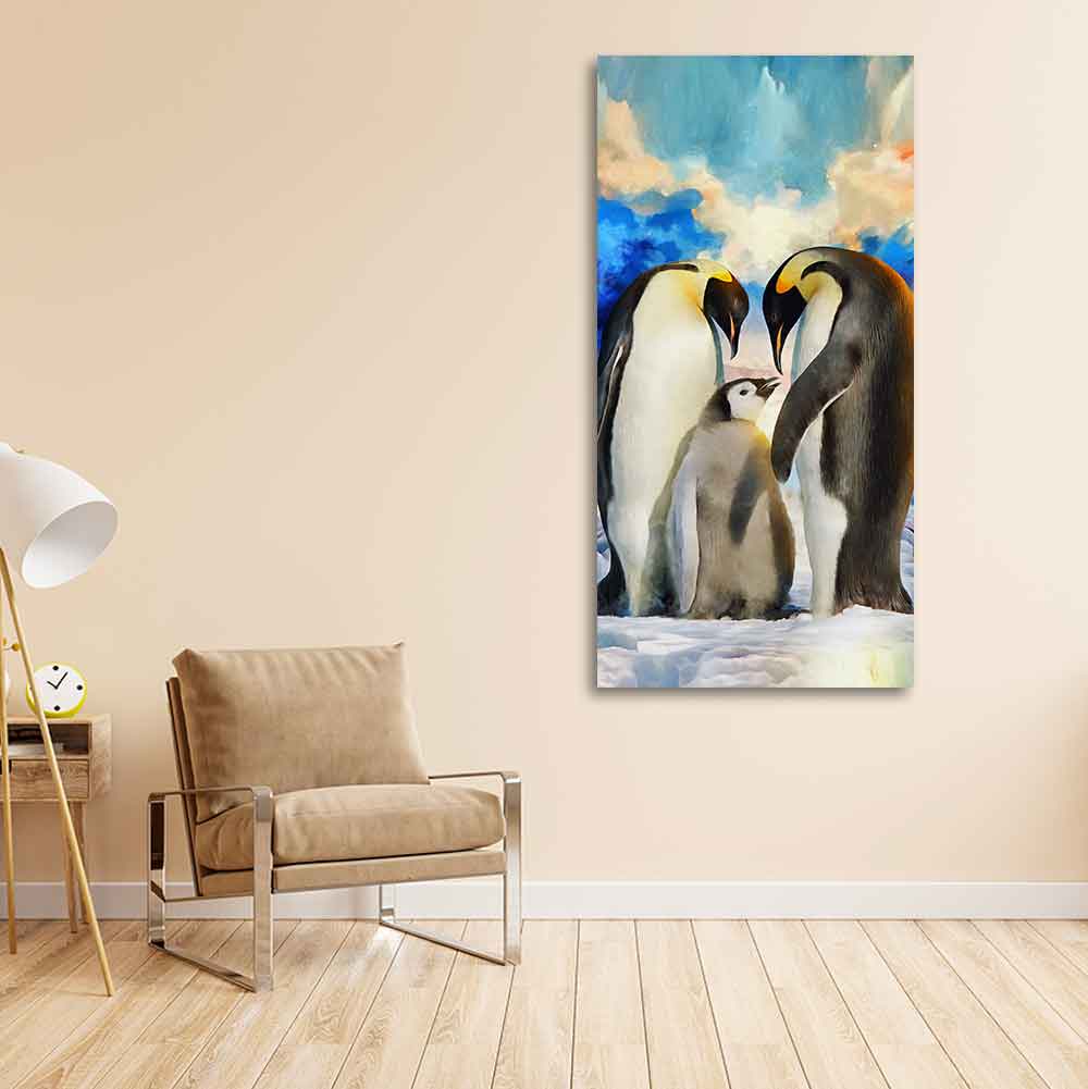 Penguins Family Canvas Wall Painting Decor Mantra