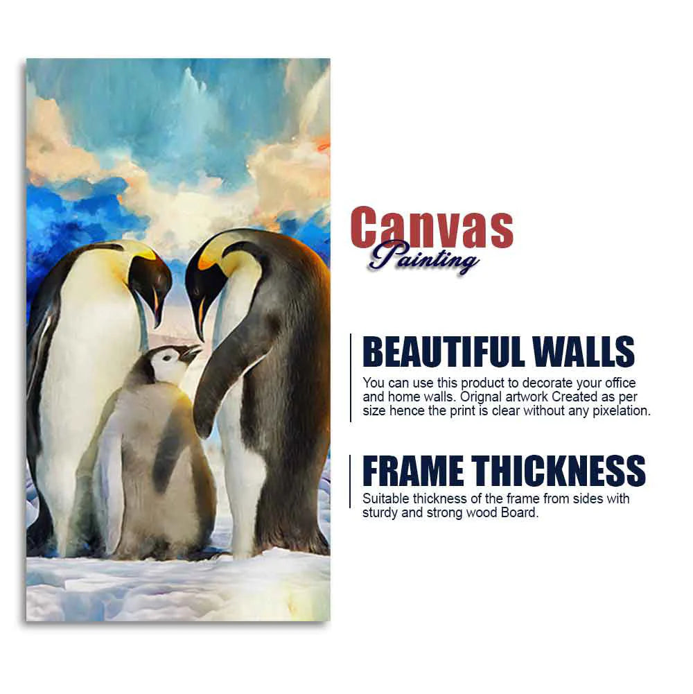 Penguins Family Canvas Wall Painting Decor Mantra