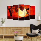 Premium 5 Pieces Wall Painting of African Sunset DECORMANTRA