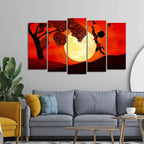 Premium 5 Pieces Wall Painting of African Sunset DECORMANTRA