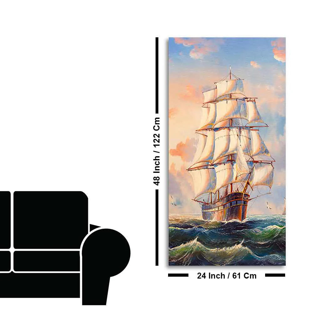 Premium Canvas Wall Painting of Barque The Sailing Ship DECORMANTRA