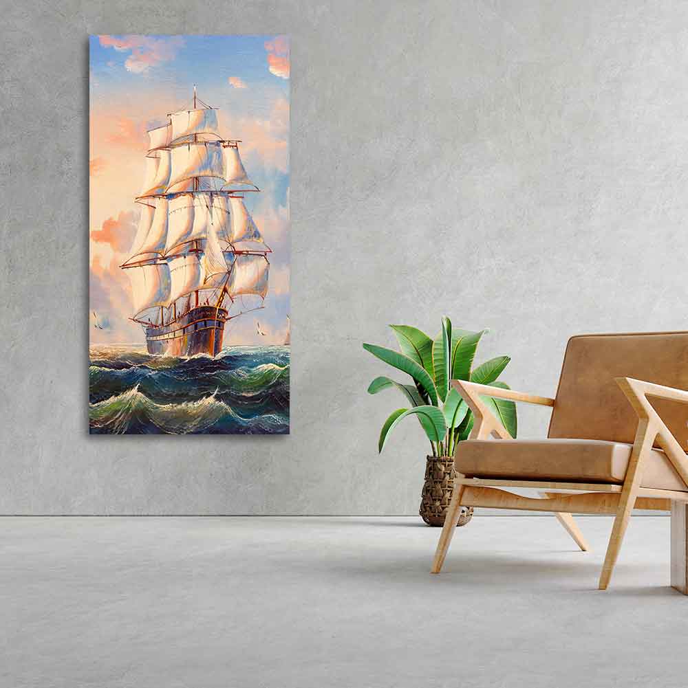 Premium Canvas Wall Painting of Barque The Sailing Ship DECORMANTRA