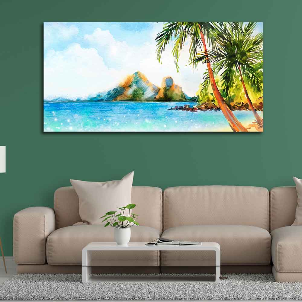 Premium Canvas Wall Painting of Beautiful Beach Scenery DECORMANTRA
