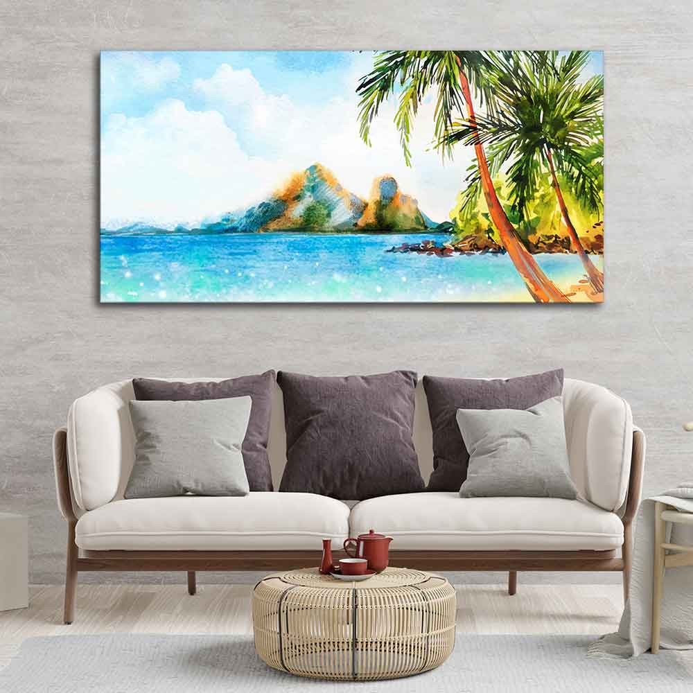 Premium Canvas Wall Painting of Beautiful Beach Scenery DECORMANTRA