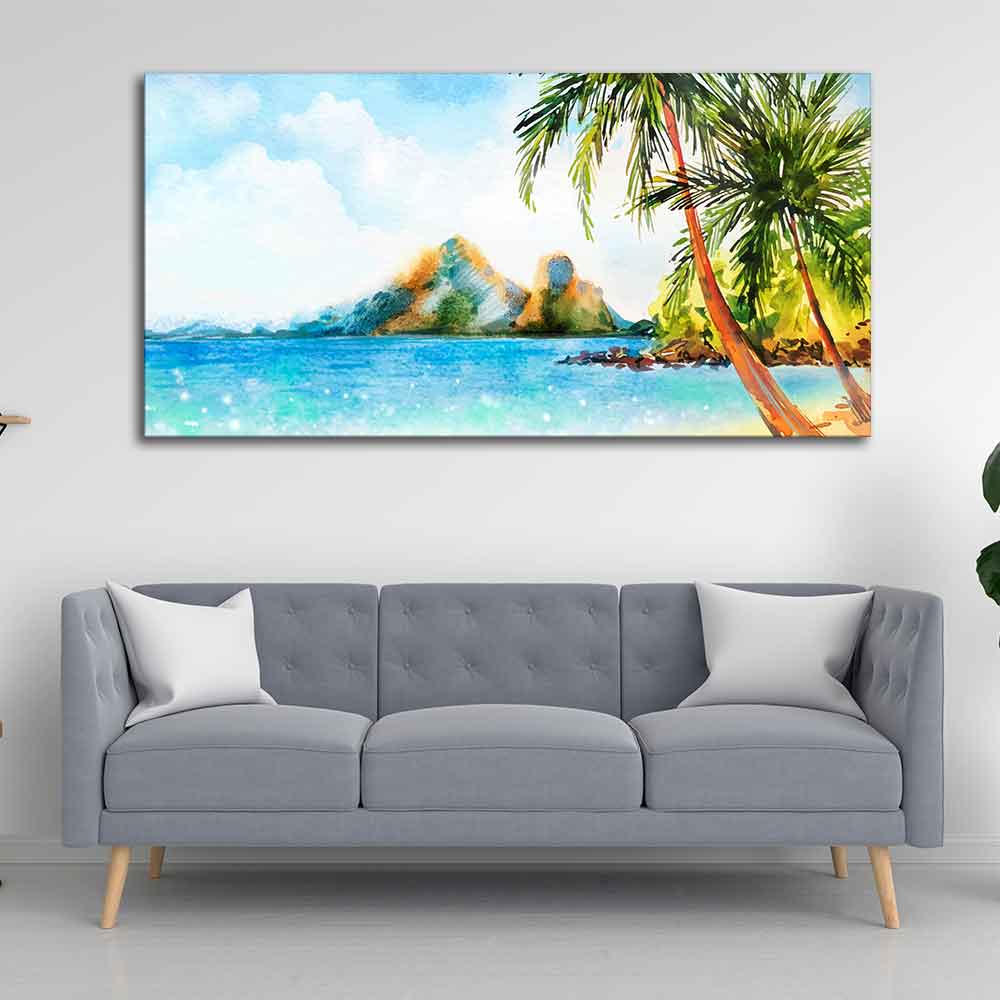 Premium Canvas Wall Painting of Beautiful Beach Scenery DECORMANTRA