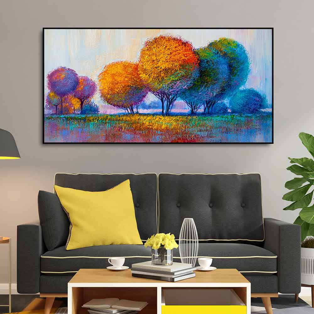 Premium Canvas Wall Painting of Beautiful Colorful Trees DECORMANTRA