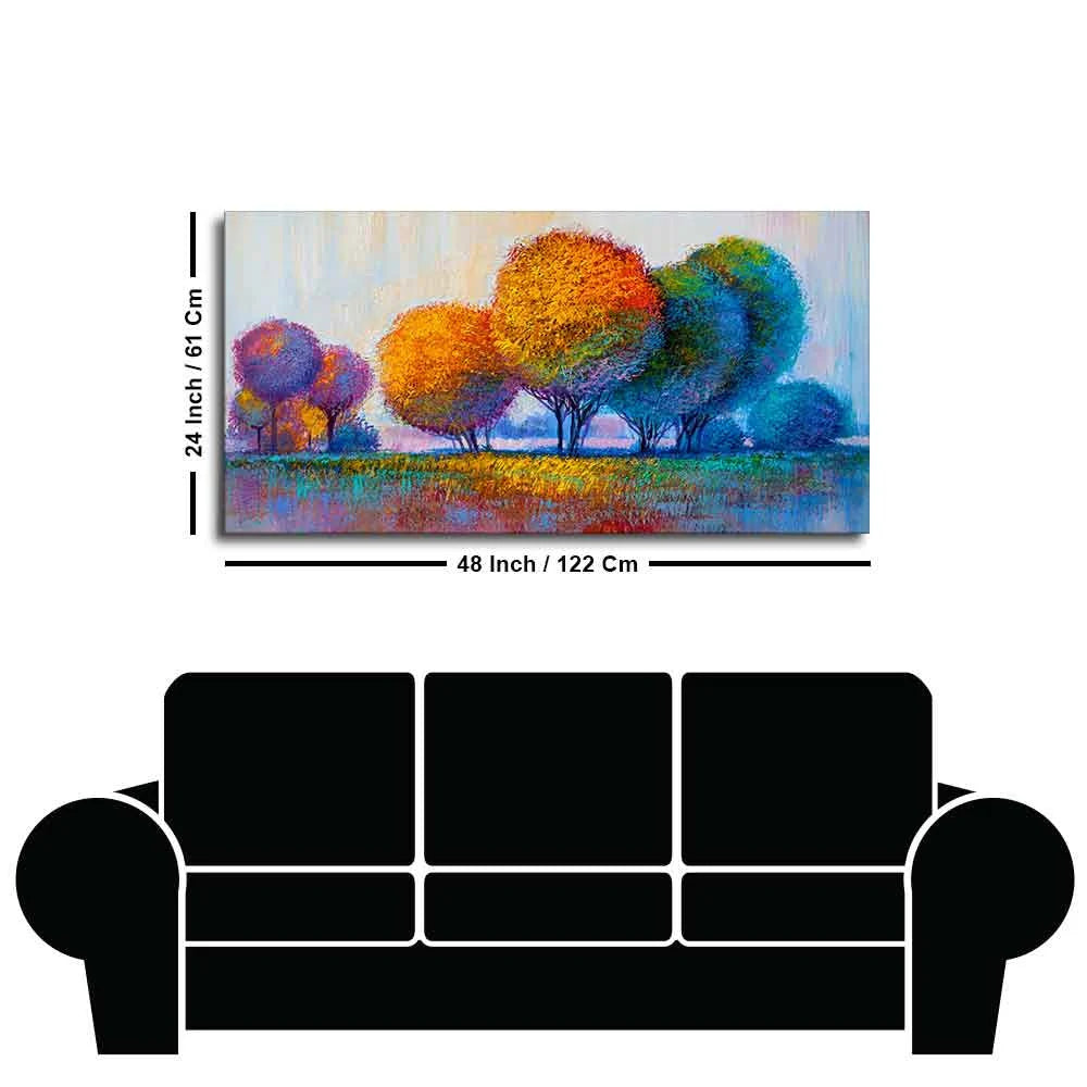 Premium Canvas Wall Painting of Beautiful Colorful Trees DECORMANTRA