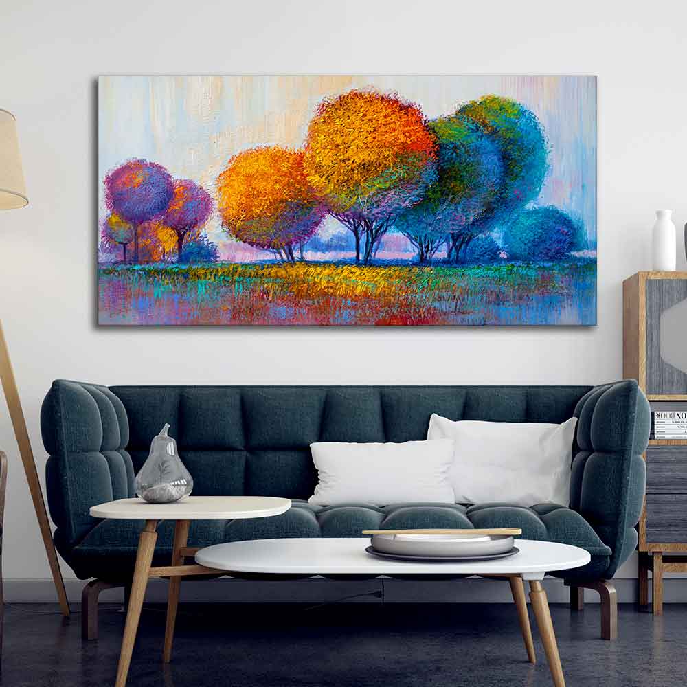 Premium Canvas Wall Painting of Beautiful Colorful Trees DECORMANTRA