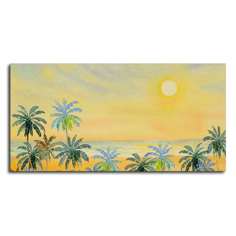 Premium Canvas Wall Painting of Palm Trees on Beach DECORMANTRA