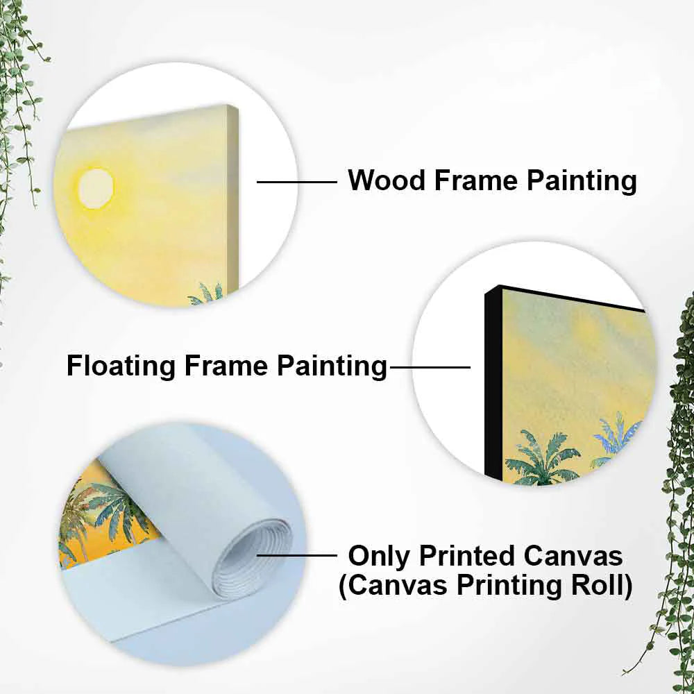 Premium Canvas Wall Painting of Palm Trees on Beach DECORMANTRA