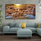 Premium Canvas Wall Painting of Waterfall at Sunrise DECORMANTRA